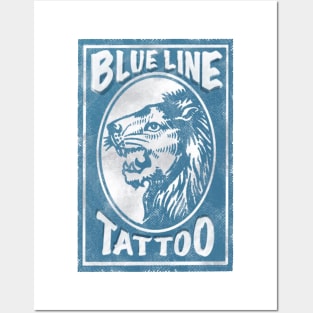 Blue Line Tattoo La Crosse WI Lion Head Logo Posters and Art